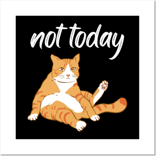 Lazy Cat Nope not Today funny sarcastic messages sayings and quotes Posters and Art